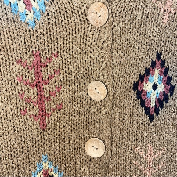 Portraits by NORTHERN ISLES Vintage Navajo Aztec Knit Button Sweater Vest M - Picture 6 of 10